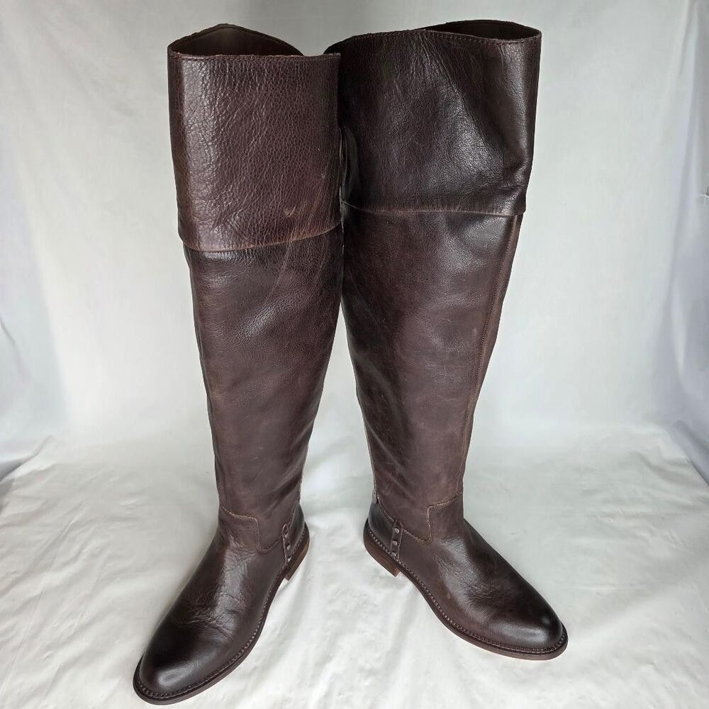 FRANCO SARTO Women Brown Over The Knee Haleen Leather Boots Shoes 6.5 Wide Calf - Picture 2 of 8